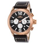 Ficha técnica e caractérísticas do produto Relógio Masculino Invicta 1429 (Specialty Chrono Black) Pulseira em Couro Genuíno Caixa Banhada a Ouro