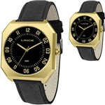Ficha técnica e caractérísticas do produto Relógio Masculino Lince Dourado Quadrado Couro MQC4498SP2PX