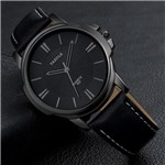 Ficha técnica e caractérísticas do produto Relógio Masculino Luxo Yazole 332 Preto Full Pulseira Couro Natural