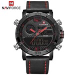 Ficha técnica e caractérísticas do produto Relógio Masculino Naviforce 9134 BRB Esportivo Elegante - Preto e Vermelho - Curren