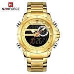 Ficha técnica e caractérísticas do produto Relógio Masculino Naviforce NF9163 GG Pulseira em Aço Inoxidável Dourado - Curren