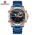 Ficha técnica e caractérísticas do produto Relógio Masculino Naviforce NF9163 RGBE - Azul Dourado Rose