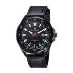 Relógio Masculino Naviforce Original Quartzo Pulseira de Couro Genuíno Preto Caixa Preta Moda Esporte Militar (bto)