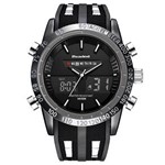 Ficha técnica e caractérísticas do produto Relógio Masculino NF9024 Dual Time 12h-24h Preto/Branco