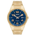 Ficha técnica e caractérísticas do produto Relógio Masculino Orient Analógico MGSS1095 DKX Dourado com Fundo Azul