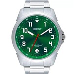 Ficha técnica e caractérísticas do produto Relógio Masculino Orient Prata Fundo Verde Analógico MBSS1154A E2SX