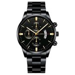 Relógio Masculino Preto Black Motion Design Quartz Metal