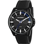 Ficha técnica e caractérísticas do produto Relógio Masculino Silicone Preto Detalhe Azul - 53799GPMVPI1 - Mondaine