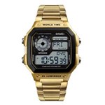 Ficha técnica e caractérísticas do produto Relógio Masculino Skmei 1335 Dourado Pulseira em Aço Digital