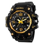 Relógio Masculino Skmei Anadigi 1155 Preto e Dourado