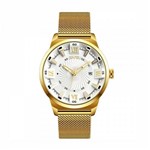 Ficha técnica e caractérísticas do produto Relógio Masculino Skmei Analógico 9166 Dourado e Branco