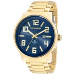 Ficha técnica e caractérísticas do produto Relogio Masculino Technos Dourado Azul a Prova Dagua Classico Inox 2115KQU/4A