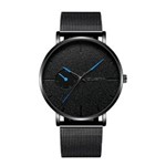 Ficha técnica e caractérísticas do produto Relógio Masculino Total Black Malha de Aço Azul