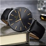 Ficha técnica e caractérísticas do produto Relógio Masculino Ultrafino Black Design Quartz - Kemanqi