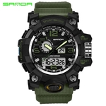 Relógio Masculino Verde Exército Sanda 742 digital preto verde