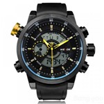 Ficha técnica e caractérísticas do produto Relógio Masculino Weide AnaDigi WH-3401 - Preto, Azul e Amarelo