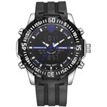 Ficha técnica e caractérísticas do produto Relógio Masculino Weide AnaDigi WH-6105 - Preto, Prata e Azul