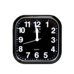 Ficha técnica e caractérísticas do produto Relógio Mesa Analogico Quadrado Plástico Preto 11 Cm