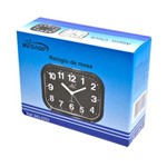 Ficha técnica e caractérísticas do produto Relógio Mesa Analogico Retangular Plástico Preto 13x10 Cm