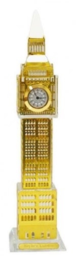 Ficha técnica e caractérísticas do produto Relogio Mesa Big Ben Londres Vidro Luzes Led Decorativo Cor Dourado (LON-1 A) - Braslu