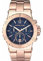 Ficha técnica e caractérísticas do produto Relógio Michael Kors Dylan Rose Chronograph Navy Dial Mk5410