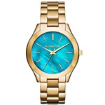 Ficha técnica e caractérísticas do produto Relógio Michael Kors Feminino Mk3492/4vn Slim Dourado/Azul