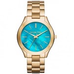 Ficha técnica e caractérísticas do produto Relógio Michael Kors Feminino Mk3492/4vn Slim Gold Azul 42mm