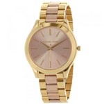 Relógio Michael Kors Original Mk3493 Slim Feminino Dourado e Rosa