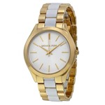 Ficha técnica e caractérísticas do produto Relógio Miichael Kors Original Mk4295 Slim Feminino Dourado e Branco