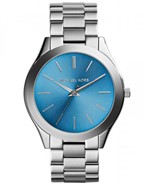 Relógio Michael Kors Original Mk3292 Slim Feminino Prata e Azul