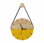Ficha técnica e caractérísticas do produto Relógio Minimalista em Madeira Amarelo com Alça - Edward Clock