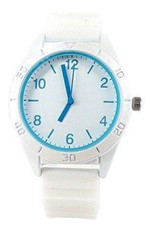 Ficha técnica e caractérísticas do produto Relógio Moderno Pulseira Branca com Azul Estiloso Analógico - Amor Lindo