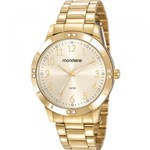 Relógio Mondaine Feminino Dourado 83468LPMVDE2 Analógico 5 Atm Cristal Mineral Tamanho Grande