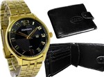 Ficha técnica e caractérísticas do produto Relógio Mondaine Masculino Analógico Dourado 53572gpmvda1 + Carteira Masculina Preta