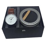 Ficha técnica e caractérísticas do produto Relógio Mondaine Masculino Social Slim Minimalista Fundo Branco + Kit Engraxate
