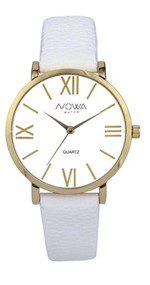 Ficha técnica e caractérísticas do produto Relógio Nowa Feminino Dourado Couro Branco NW1405K