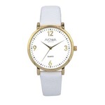 Relógio Nowa Feminino Dourado Couro Branco NW1406K