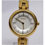 Ficha técnica e caractérísticas do produto Relógio Orient Grande Dourado, Pulseira Tipo Corrente Fundo Branco FGSS0026