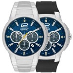 Ficha técnica e caractérísticas do produto Relogio Orient Masculino Solar MBSSC169 D2SX Azul e 2 Pulseiras