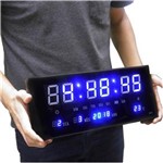 Ficha técnica e caractérísticas do produto Relogio para Parede Digital Led Calendario Hora Termo Azul
