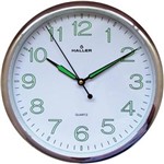 Ficha técnica e caractérísticas do produto Relógio Parede 30cm Pontual Cromado Branco Luminoso Haller