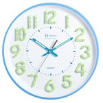 Ficha técnica e caractérísticas do produto Relógio Parede 34cm Brilha no Escuro Branco Azul Herweg 6477