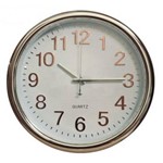 Ficha técnica e caractérísticas do produto Relógio Parede 36 Cm Fundo Branco Silencioso Cromado Prata