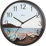 Ficha técnica e caractérísticas do produto Relógio Parede 26cm Silencioso Preto Praia Herweg 660058S
