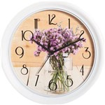 Ficha técnica e caractérísticas do produto Relógio Parede 28cm Silencioso Branco Flores Herweg 660055S