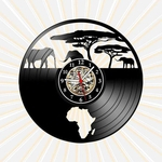 Ficha técnica e caractérísticas do produto Relógio Parede Africa País Vinil LP Decoração Retrô Vintage