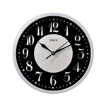 Ficha técnica e caractérísticas do produto Relógio Parede Analogico Redondo Preto e Branco Plastico