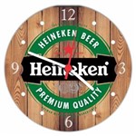 Relógio Parede Bar Cerveja Churrasco Heineken Estilo Rústico