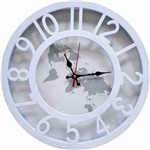 Relógio Parede Branco Mapa-Múndi 30x30cm - Infinity Presentes