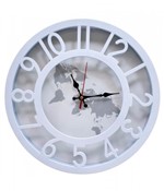 Relógio Parede Branco Mapa-Múndi 30x30cm - Minas Presentes